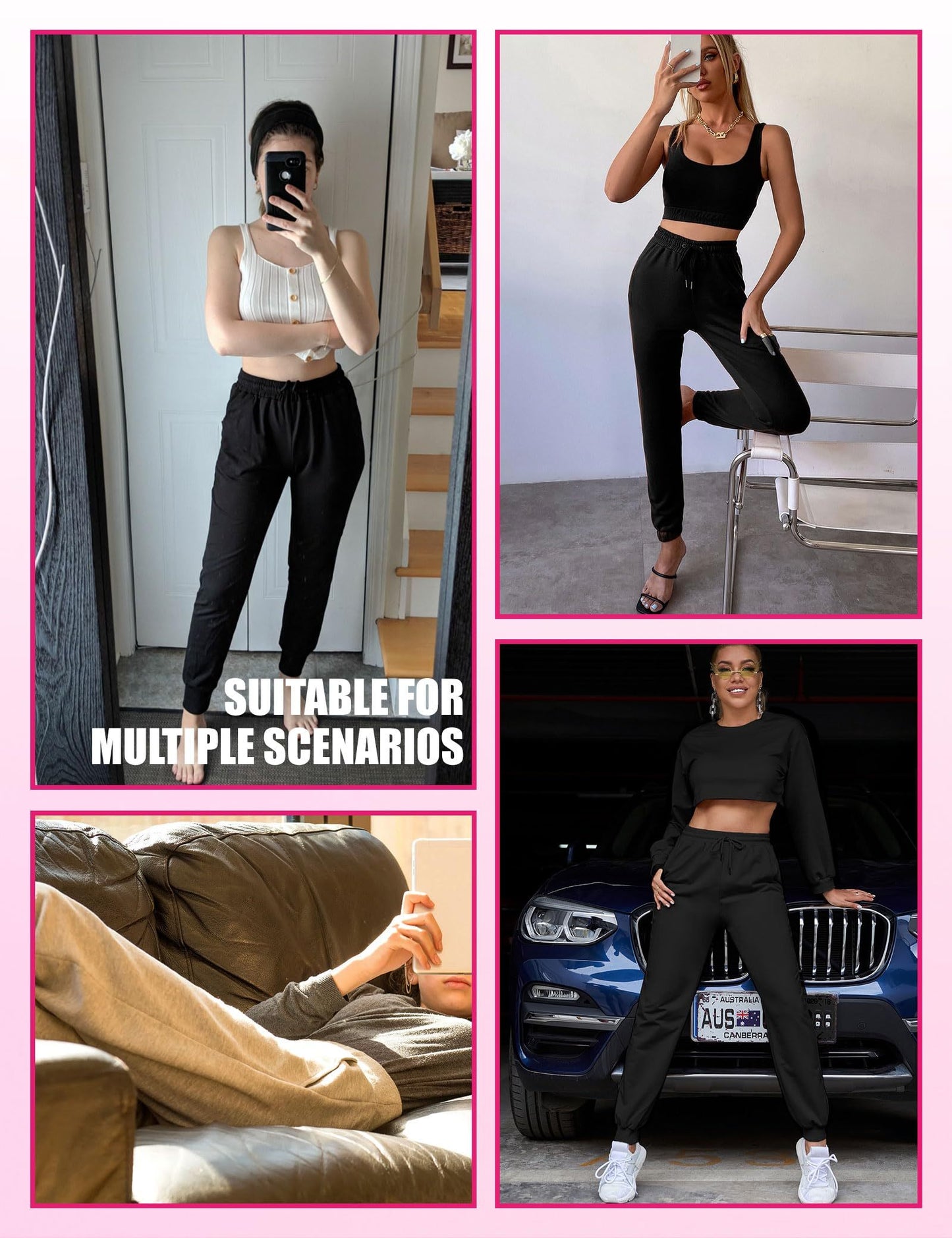 Sweatpants - Cropped New 3 Pairs Of Black